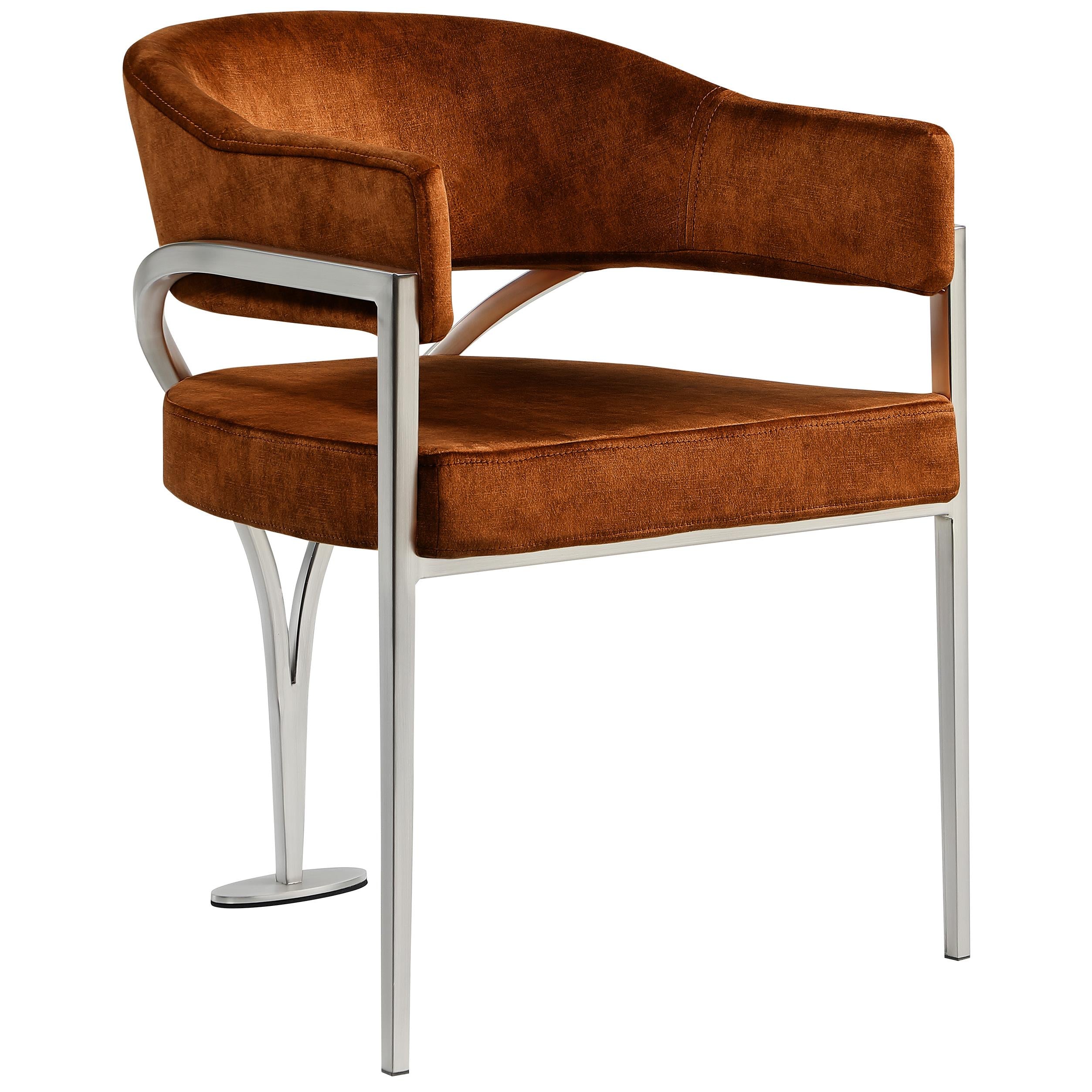 Meridian Madelyn Cognac Velvet Dining Chair