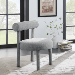 Meridian Parlor Grey Boucle Fabric Accent Chair