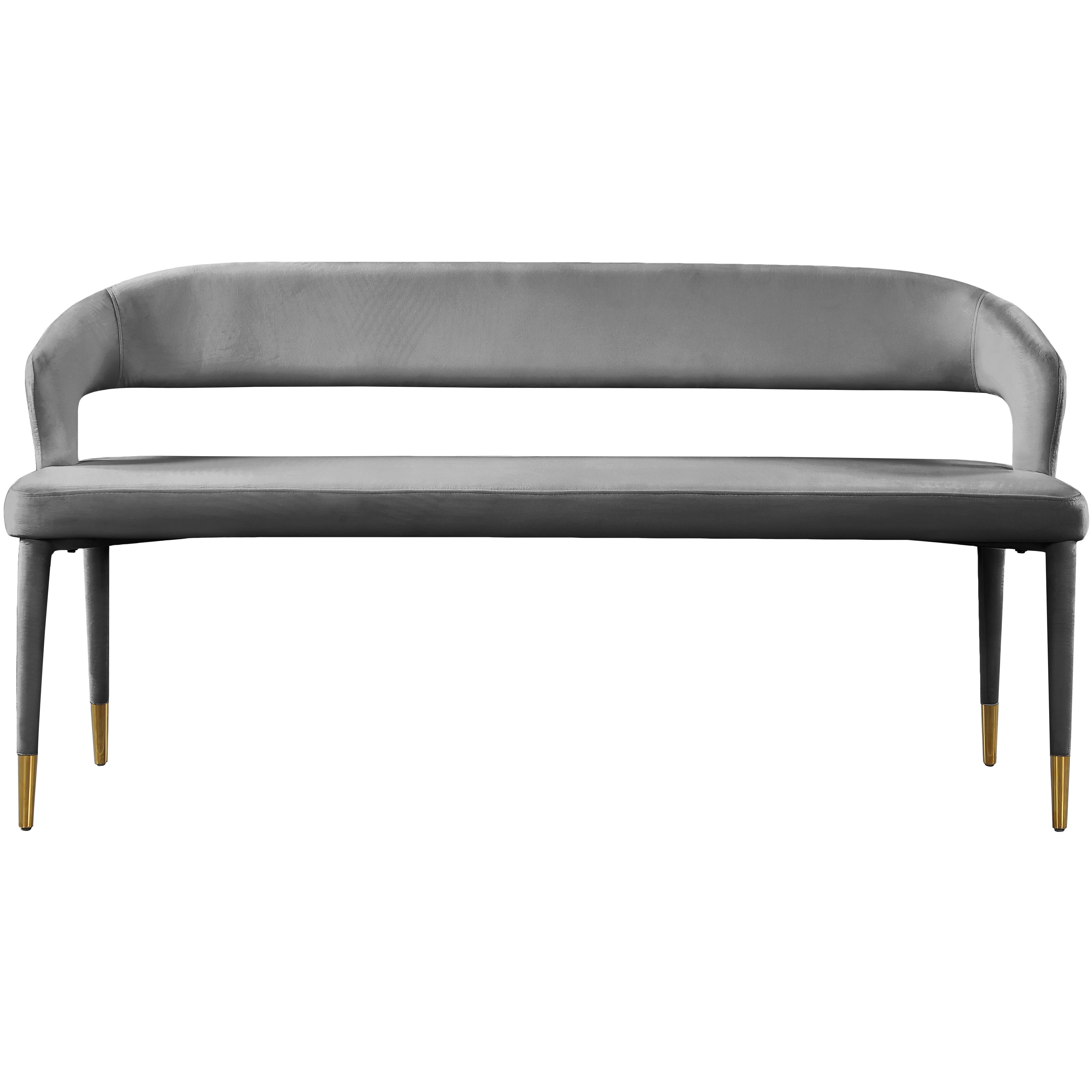 Meridian Destiny Grey Velvet Bench
