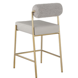 Meridian Carly Taupe Vegan Leather Seat / Boucle Fabric Back Counter Stool