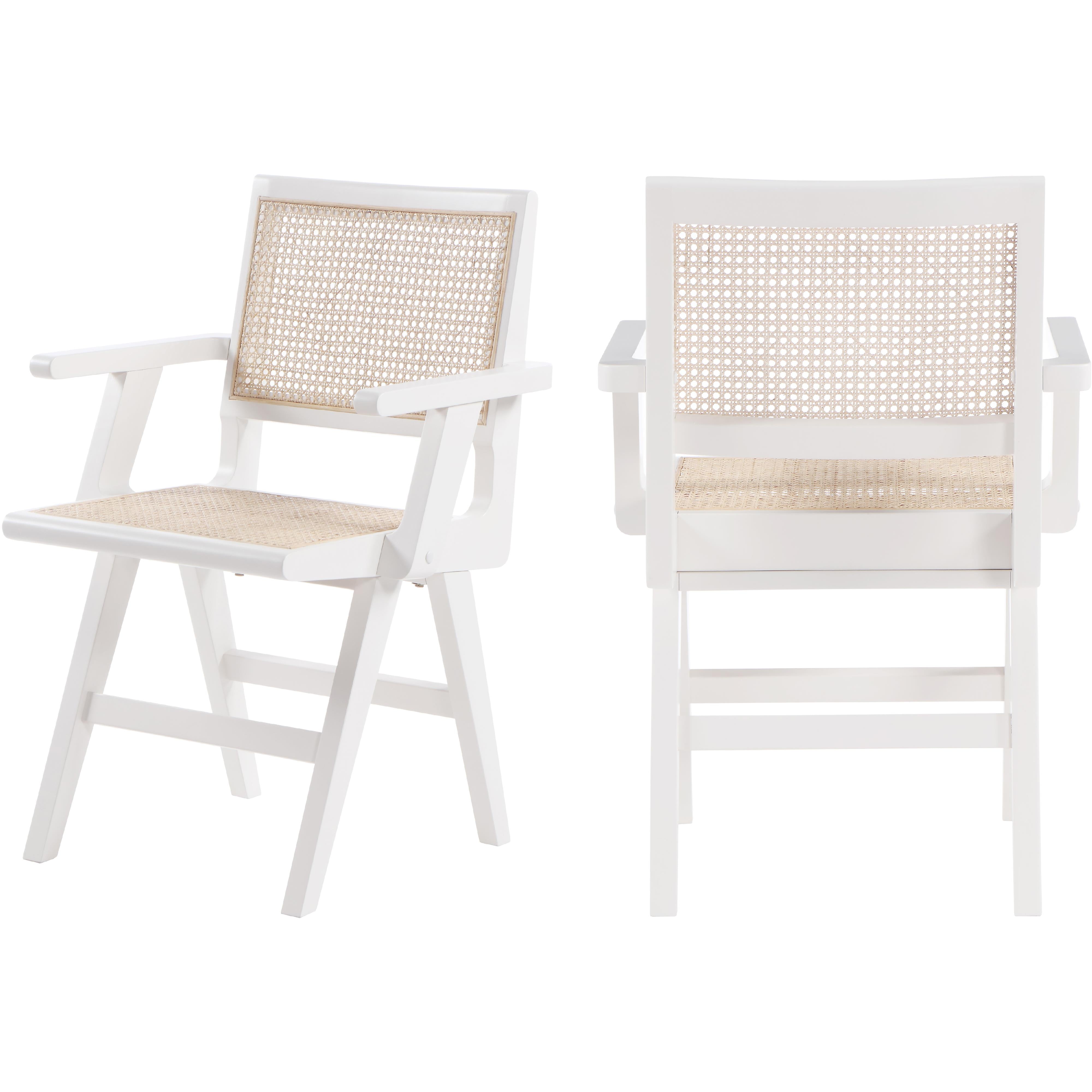 Meridian Preston White Wood Dining Arm Chair