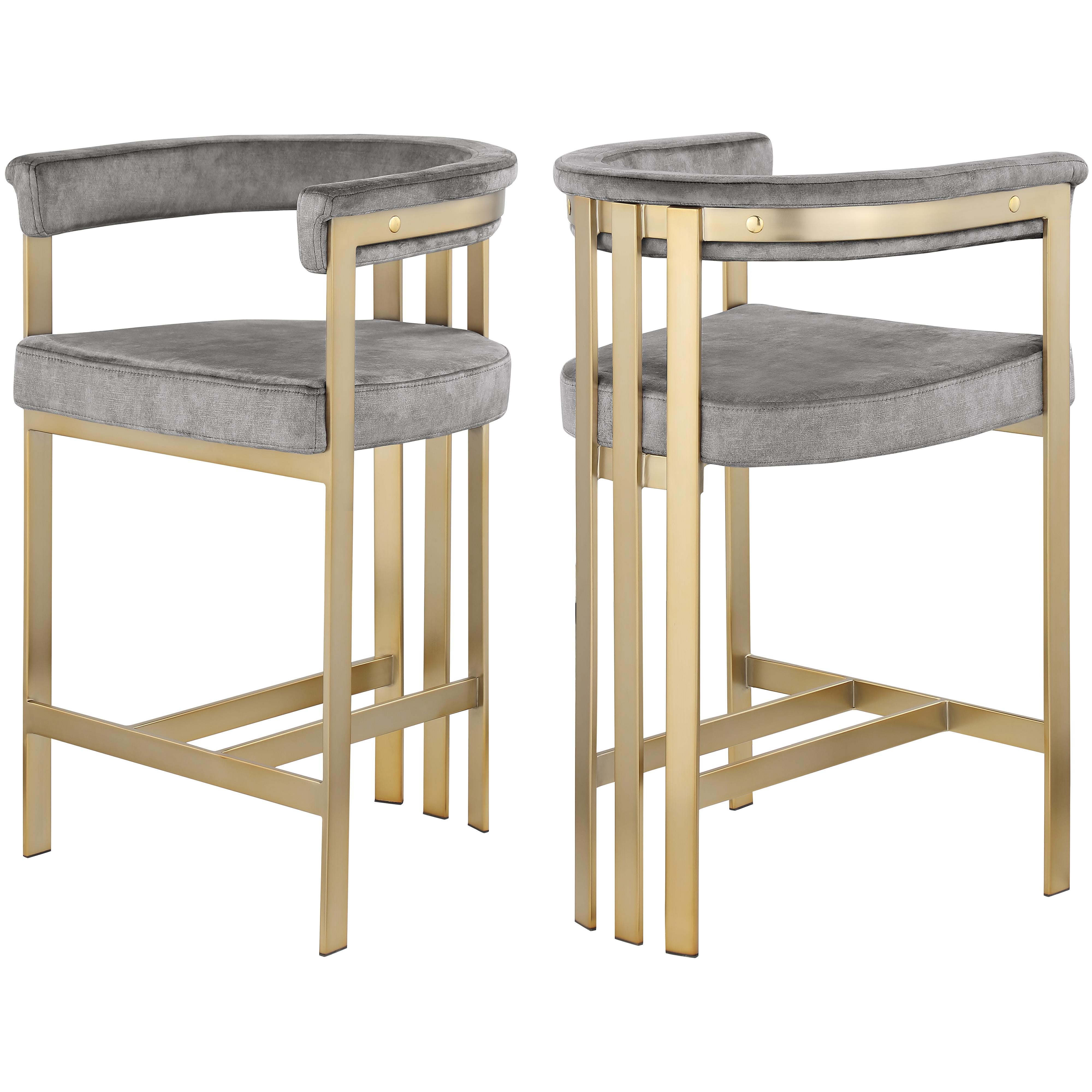 Meridian Marcello Grey Velvet Counter Stool