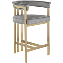 Meridian Marcello Grey Velvet Counter Stool