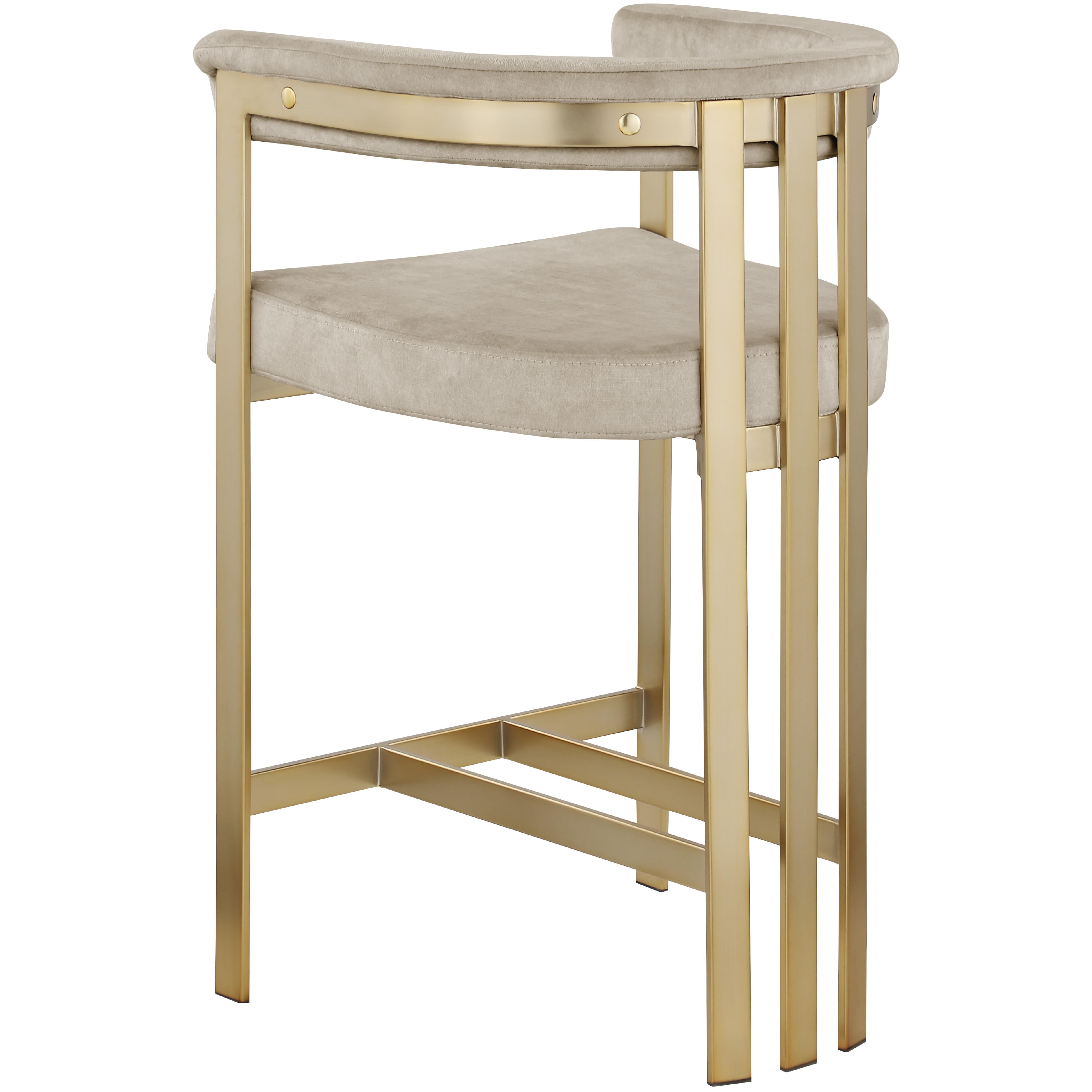 Meridian Marcello Stone Colored Velvet Counter Stool