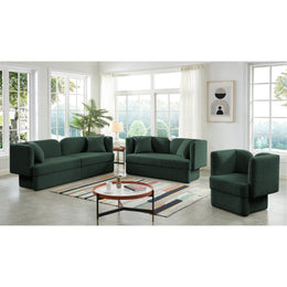 Meridian Marcel Green Boucle Fabric Chair