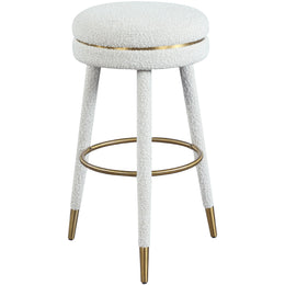 Meridian Coral Cream Boucle Fabric Bar Stool