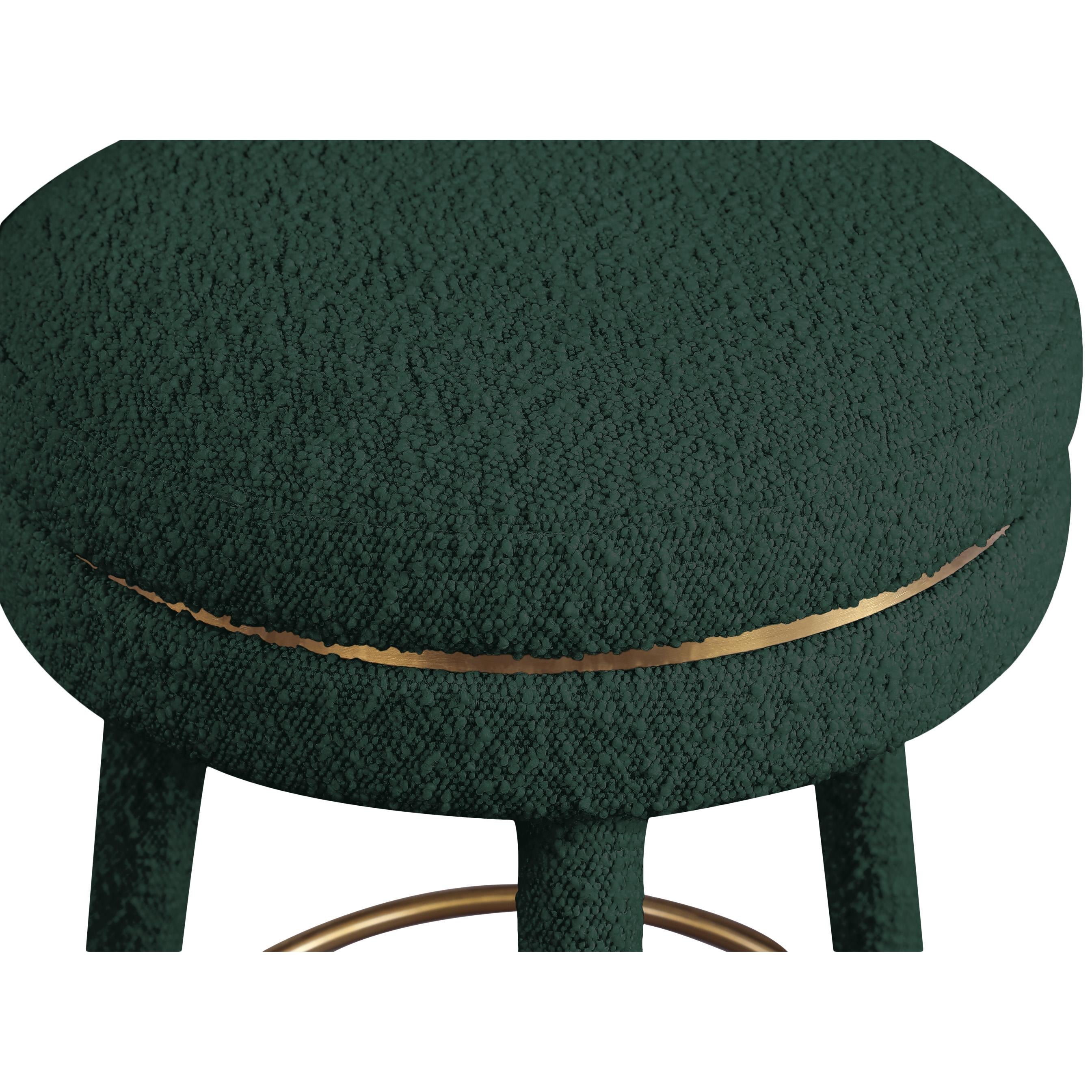 Meridian Coral Green Boucle Fabric Bar Stool