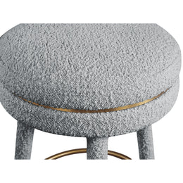 Meridian Coral Grey Boucle Fabric Bar Stool