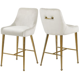 Meridian Owen Cream Velvet Stool