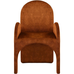 Meridian Summer Cognac Velvet Dining Arm Chair