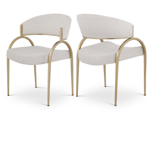 Meridian Privet Beige Linen Textured Fabric Dining Chair