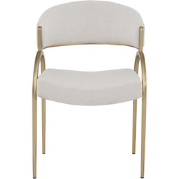 Meridian Privet Beige Linen Textured Fabric Dining Chair