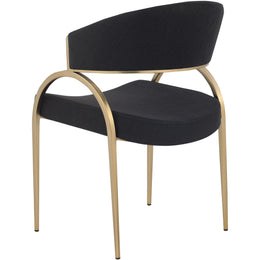 Meridian Privet Black Linen Textured Fabric Dining Chair
