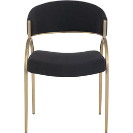 Meridian Privet Black Linen Textured Fabric Dining Chair