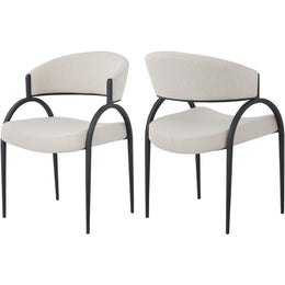 Meridian Privet Beige Linen Textured Fabric Dining Chair