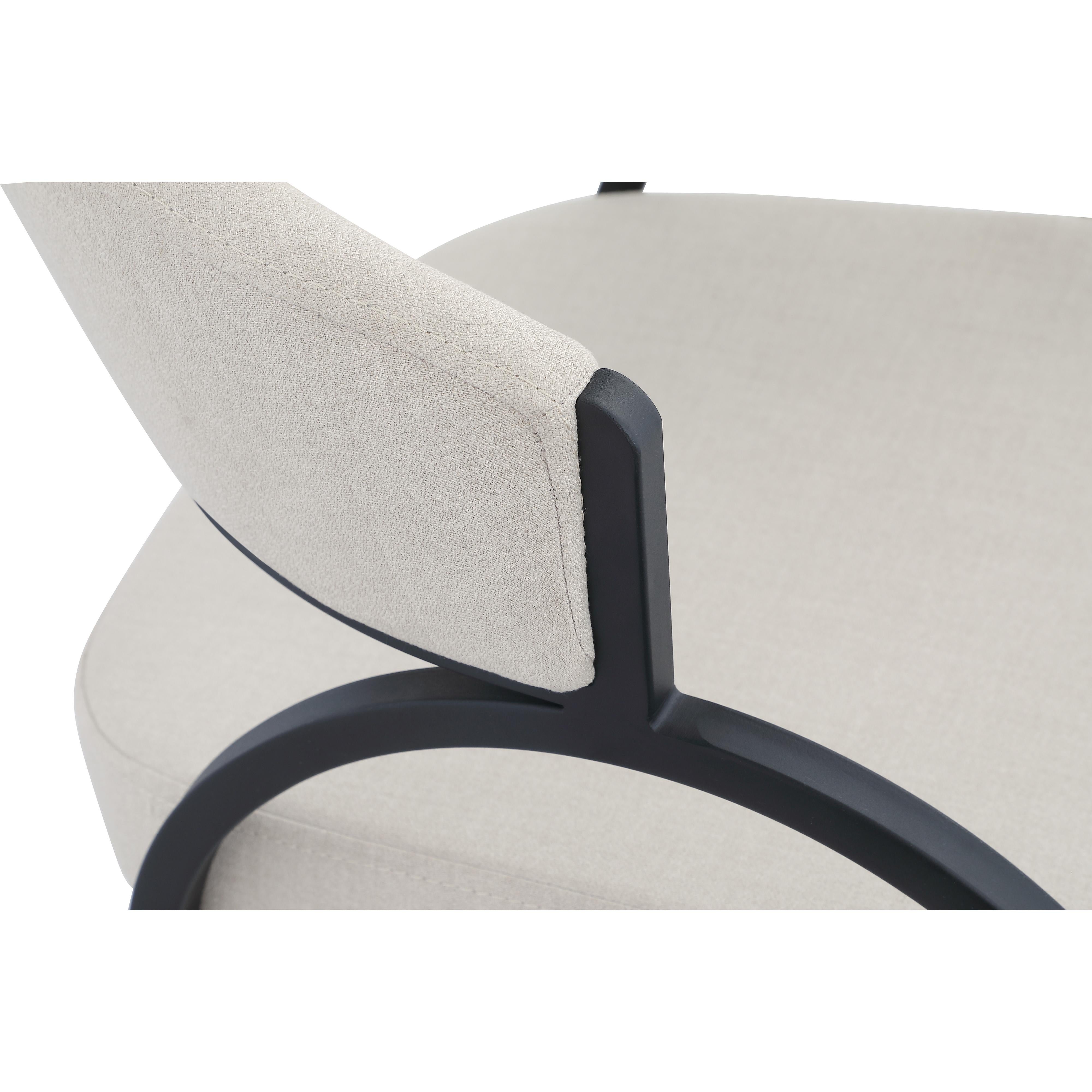 Meridian Privet Beige Linen Textured Fabric Dining Chair
