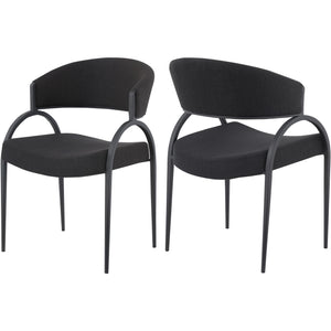 Meridian Privet Black Linen Textured Fabric Dining Chair