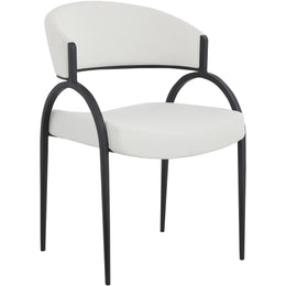 Meridian Privet Cream Linen Textured Fabric Dining Chair