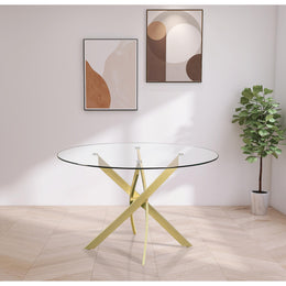 Meridian Xander Brushed Gold Dining Table