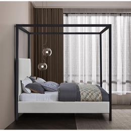 Meridian James Cream Linen Textured Fabric King Bed