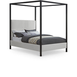 Meridian James Cream Linen Textured Fabric Queen Bed