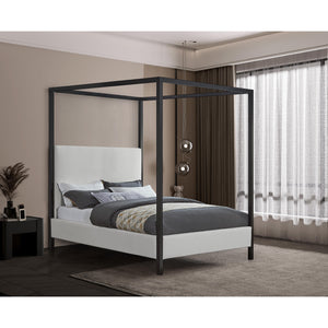 Meridian James Cream Linen Textured Fabric Queen Bed