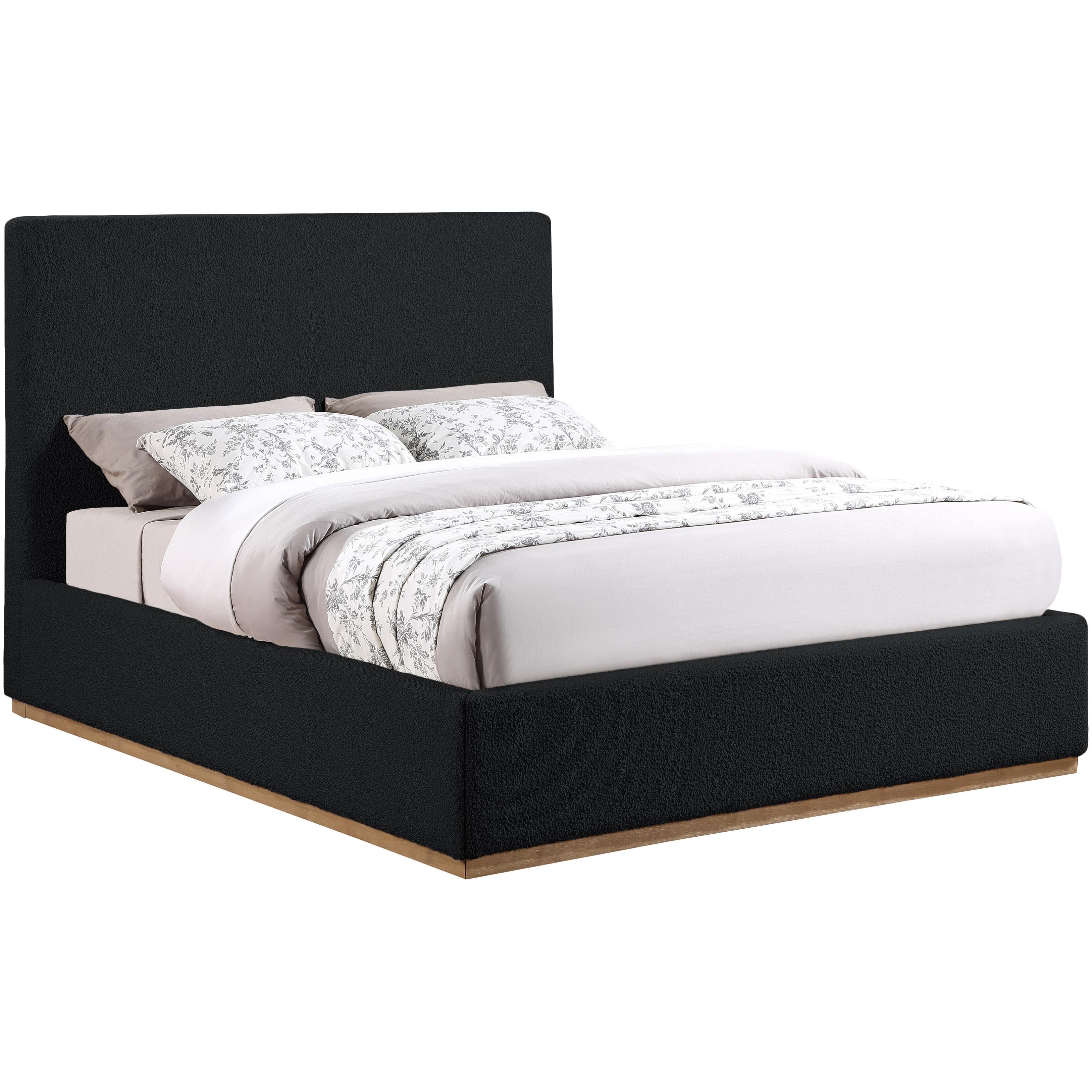 Meridian Monaco Black Boucle Fabric Full Bed