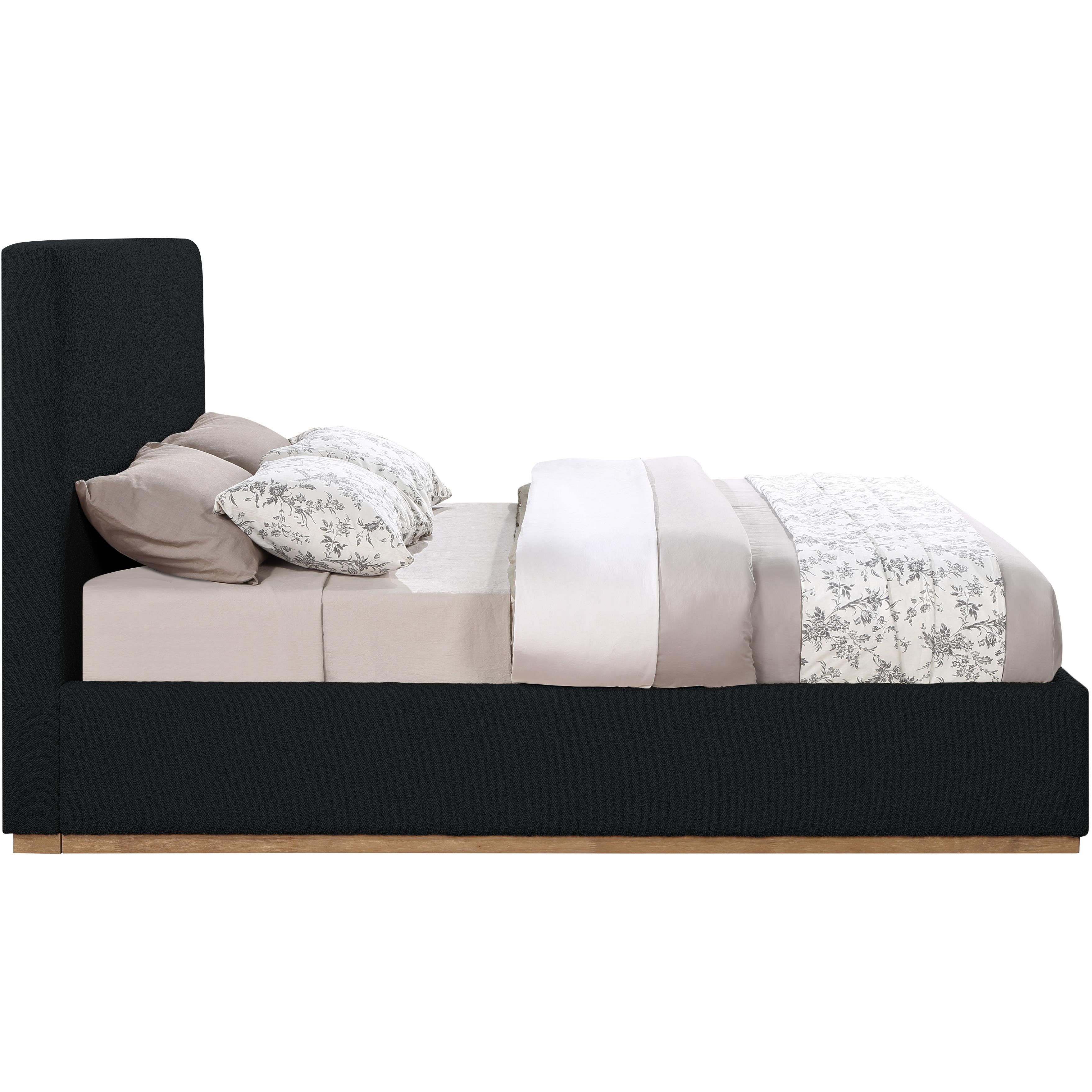 Meridian Monaco Black Boucle Fabric Full Bed
