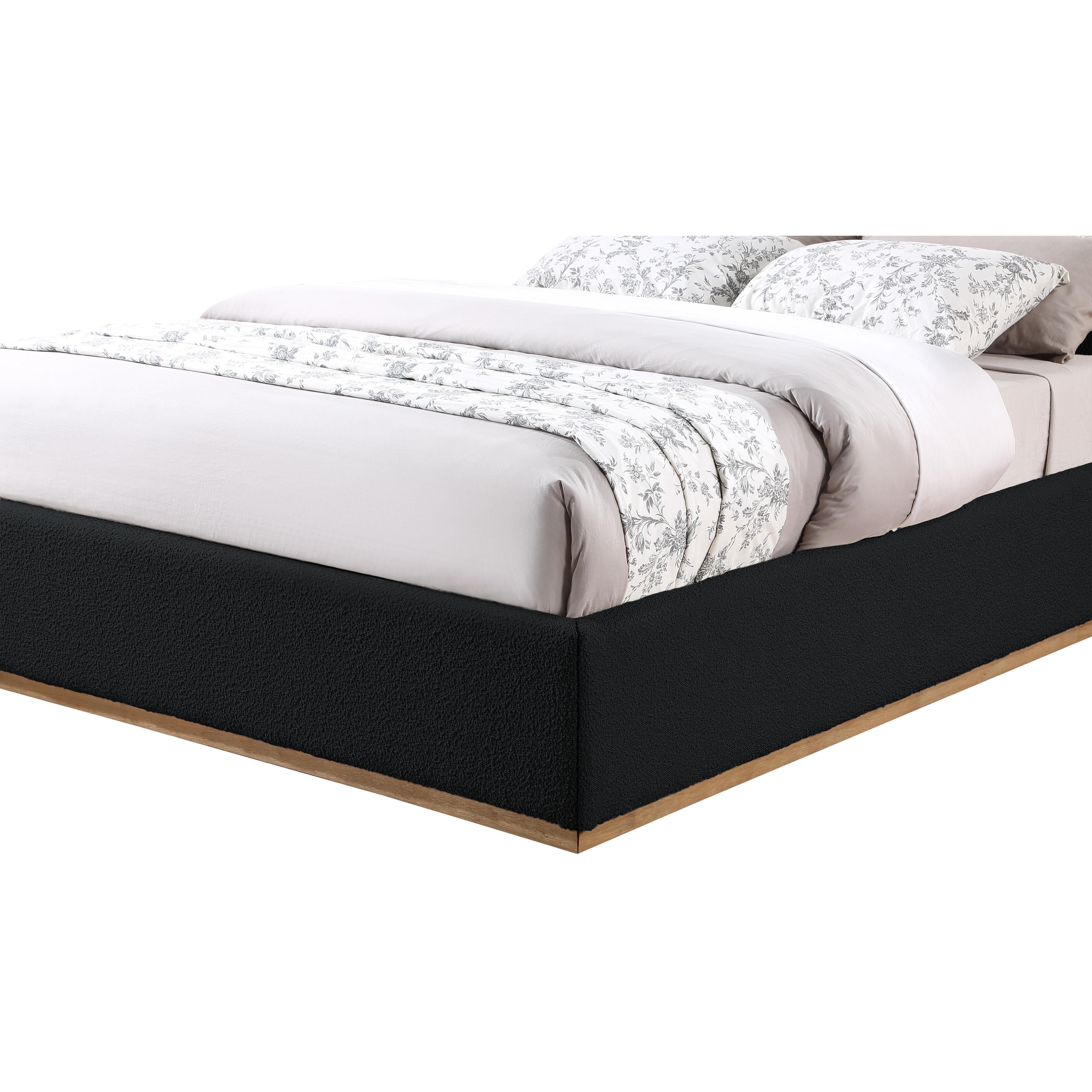 Meridian Monaco Black Boucle Fabric Full Bed