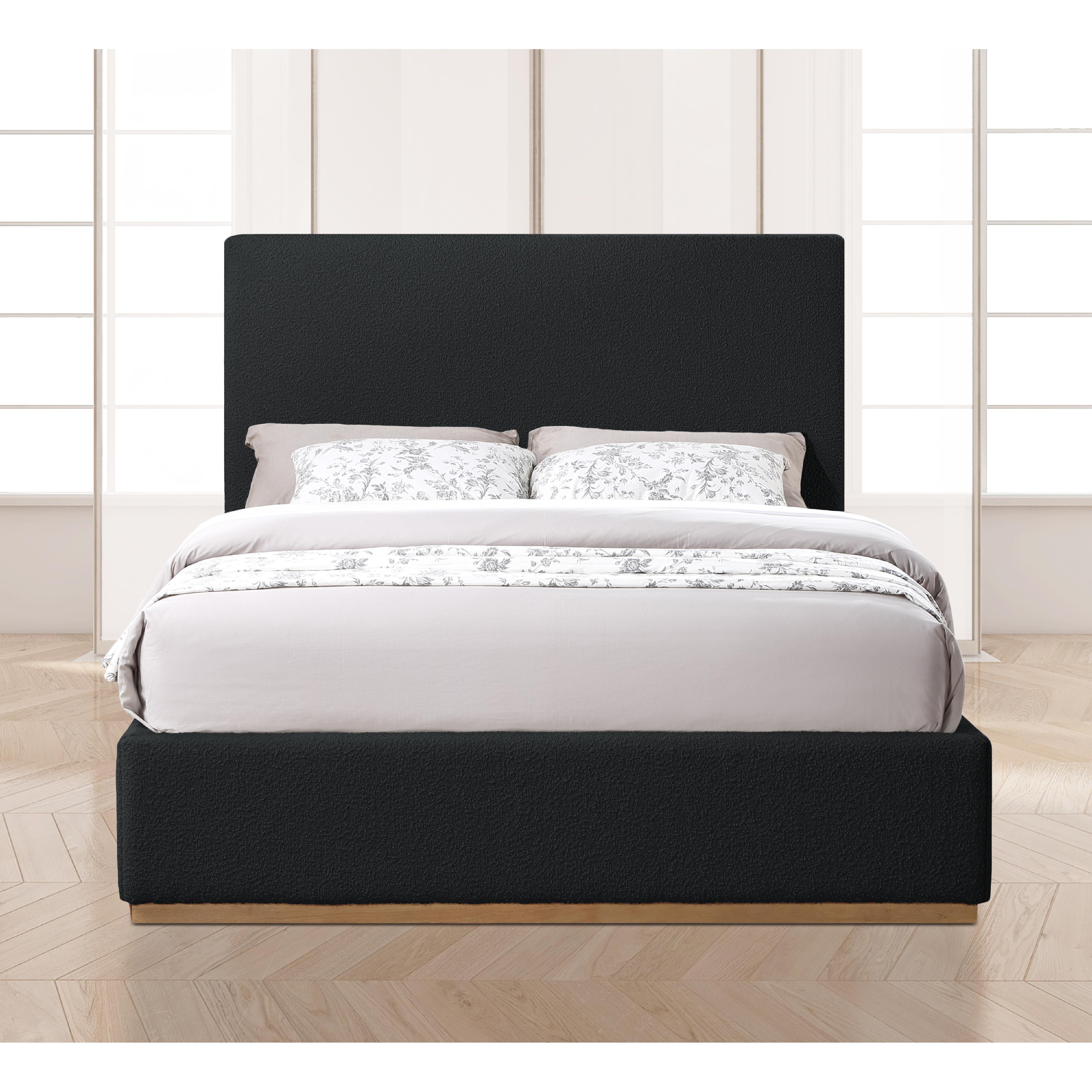 Meridian Monaco Black Boucle Fabric Queen Bed