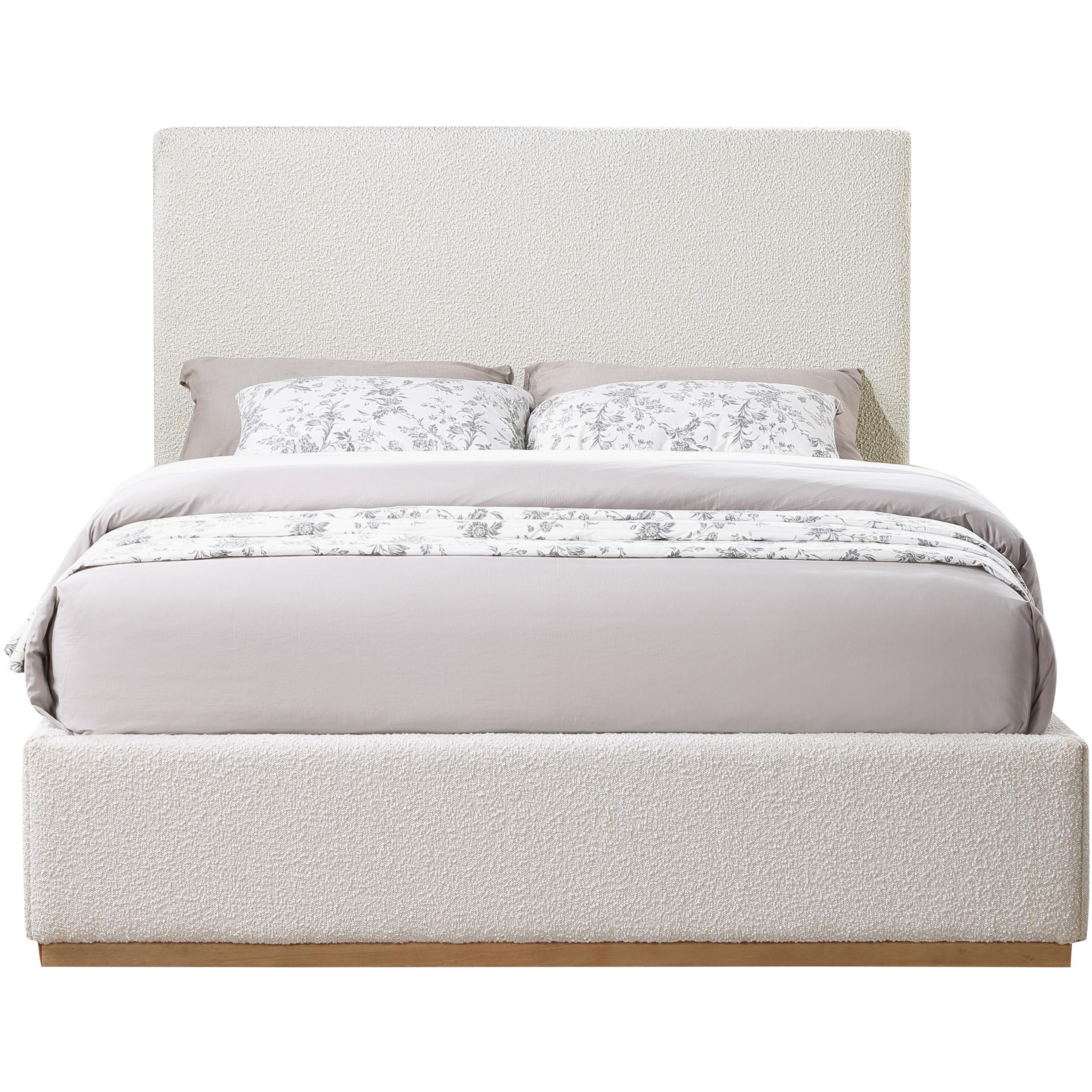 Meridian Monaco Cream Boucle Fabric King Bed