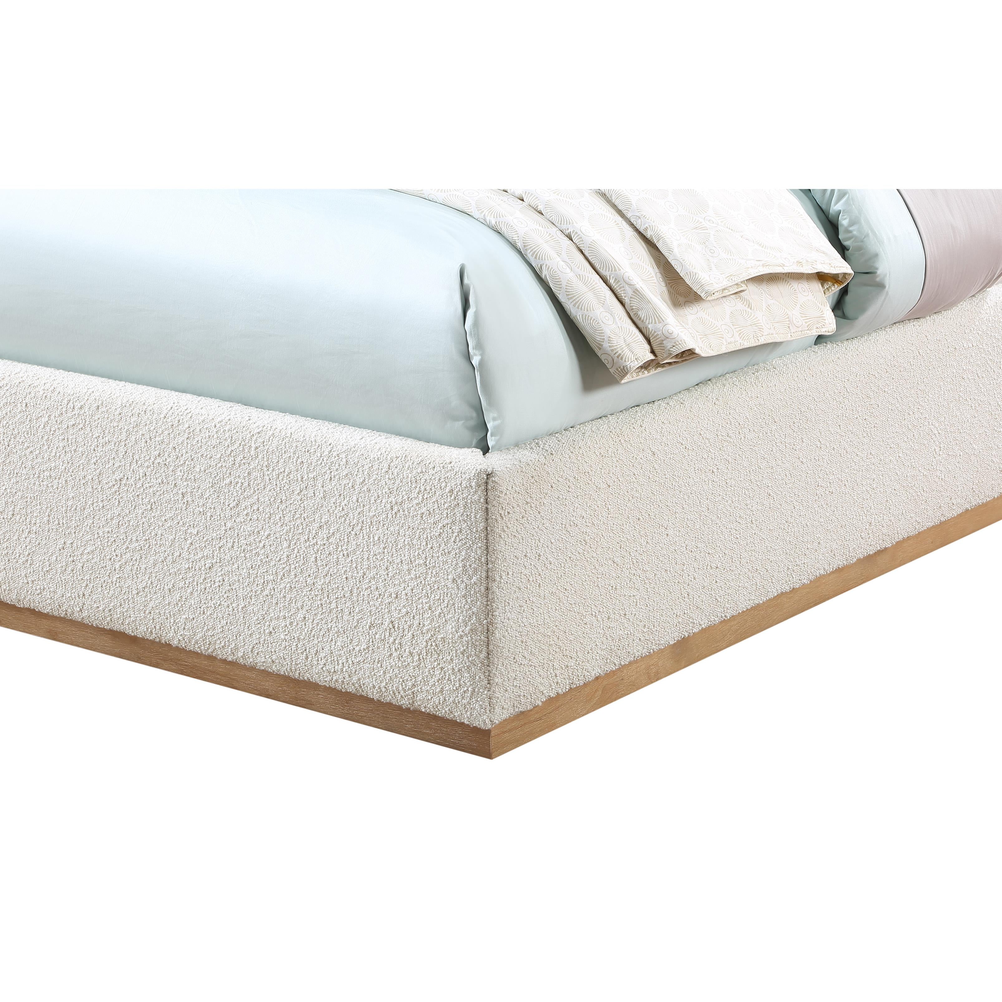 Meridian Monaco Cream Boucle Fabric Twin Bed
