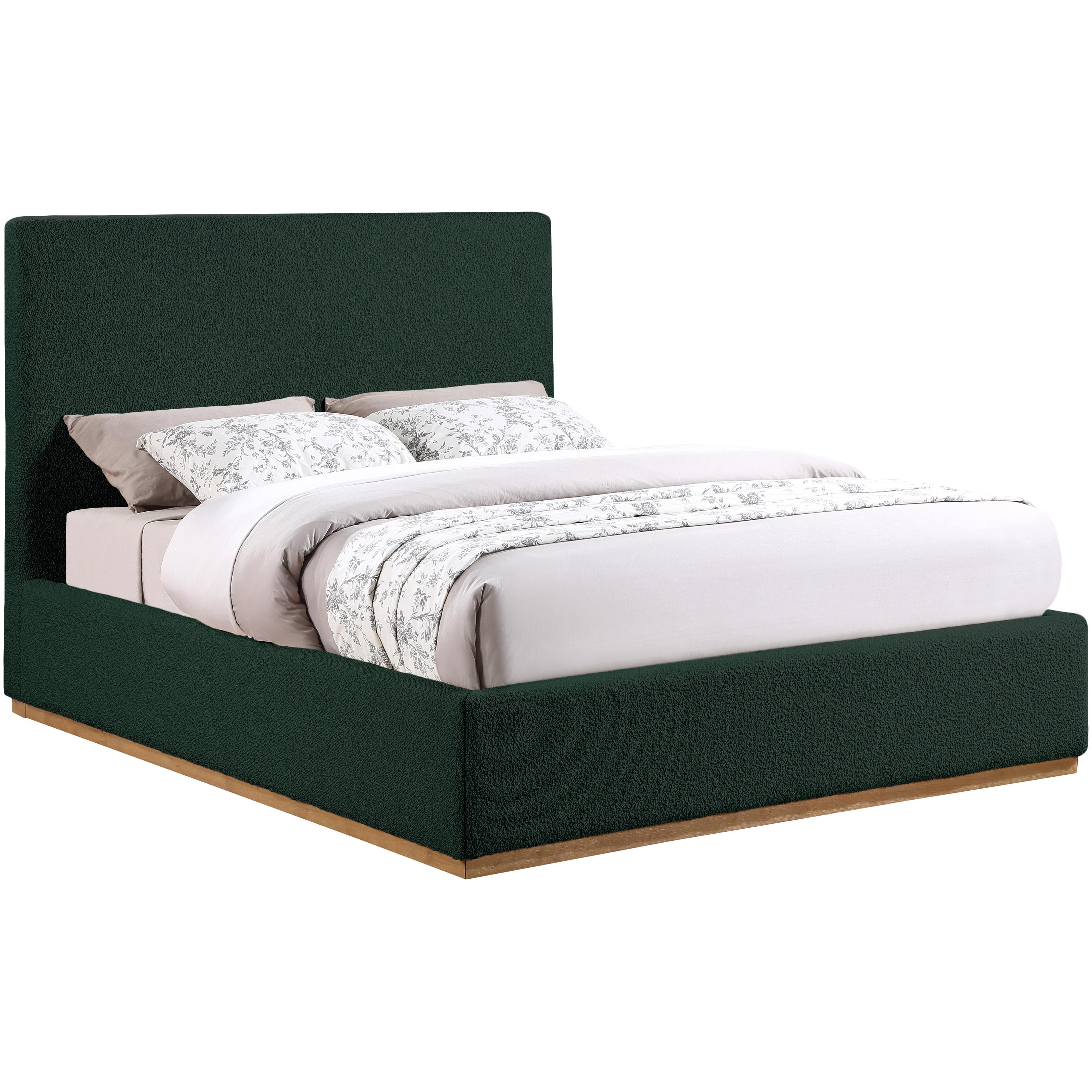 Meridian Monaco Green Boucle Fabric King Bed