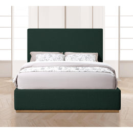 Meridian Monaco Green Boucle Fabric Queen Bed