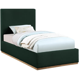 Meridian Monaco Green Boucle Fabric Twin Bed