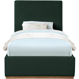 Meridian Monaco Green Boucle Fabric Twin Bed