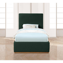 Meridian Monaco Green Boucle Fabric Twin Bed