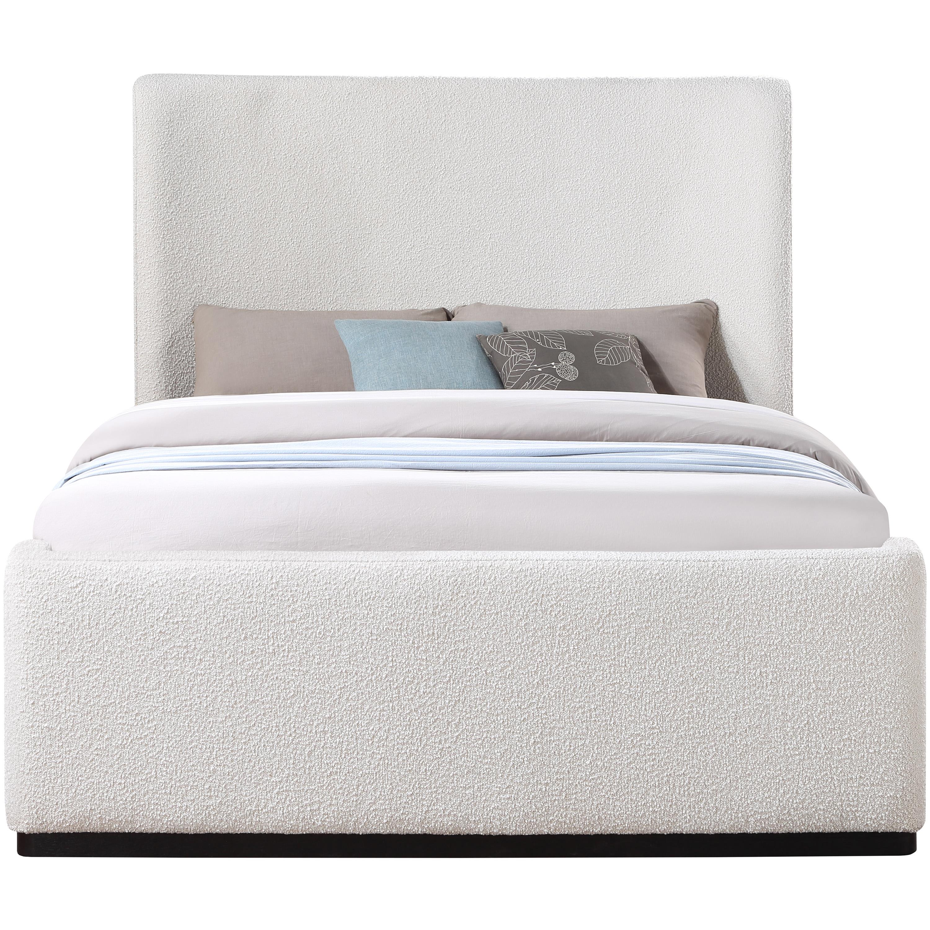 Meridian Oliver Cream Boucle Fabric King Bed (3 Boxes)
