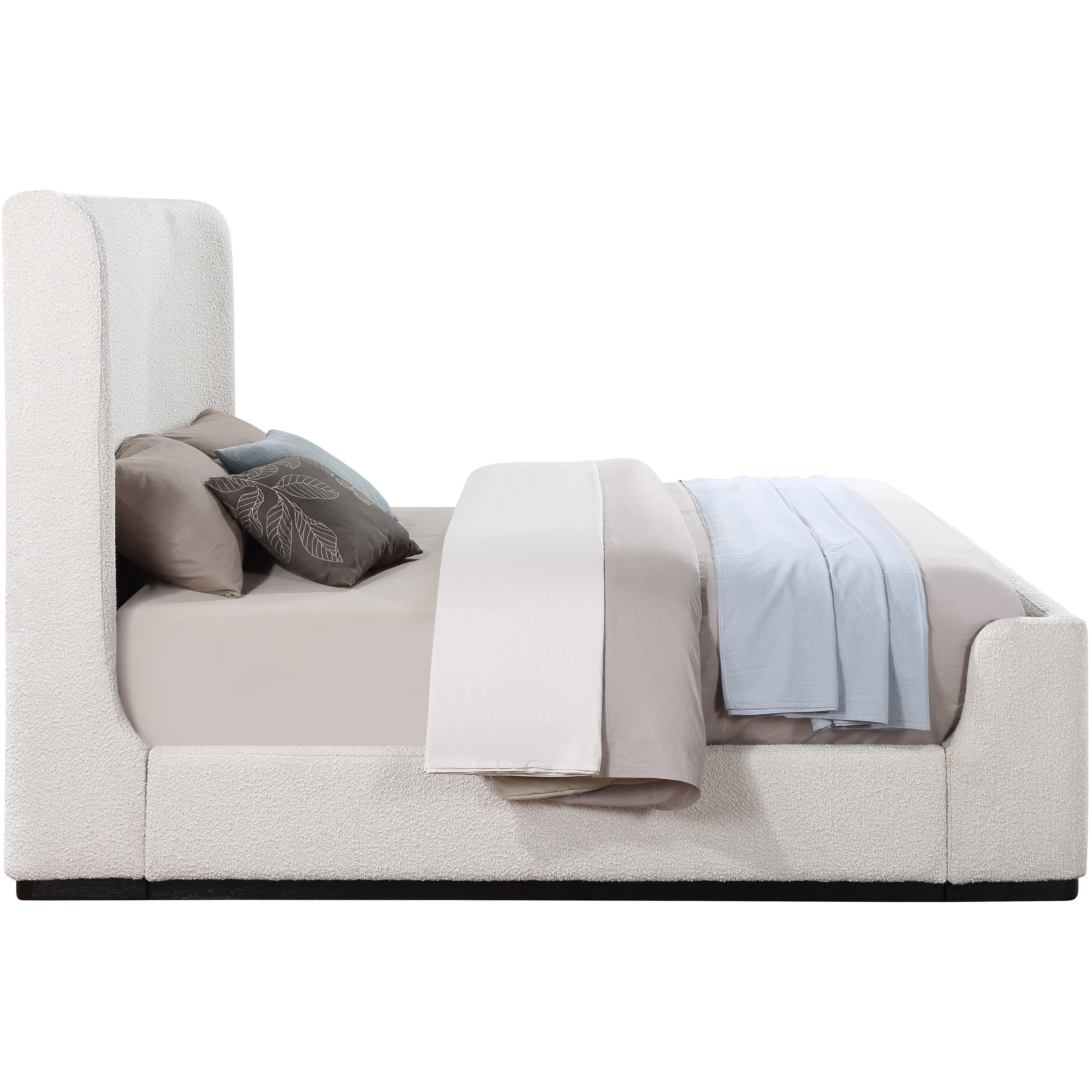 Meridian Oliver Cream Boucle Fabric King Bed (3 Boxes)
