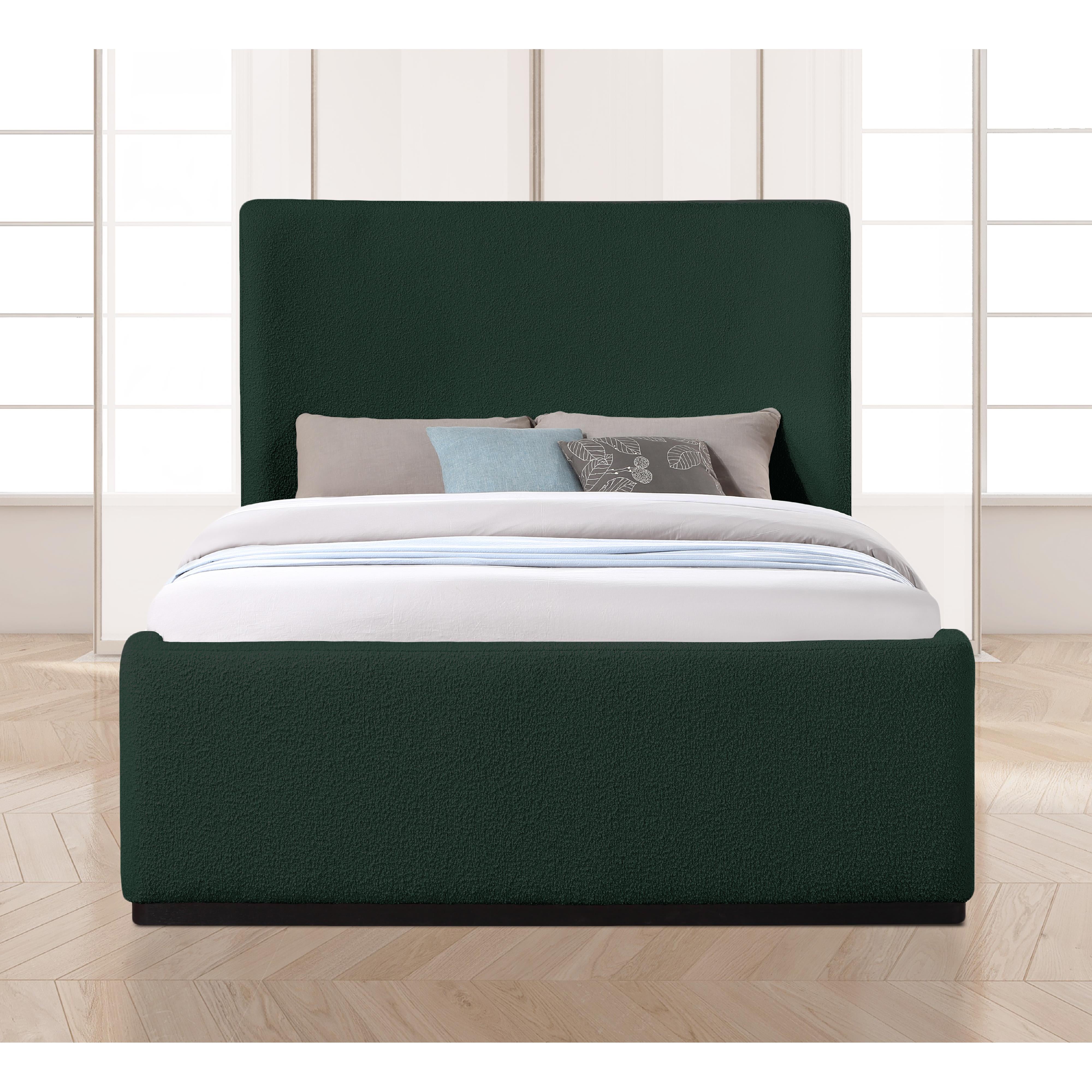 Meridian Oliver Green Boucle Fabric King Bed (3 Boxes)