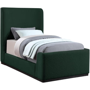 Meridian Oliver Green Boucle Fabric Twin Bed (3 Boxes)