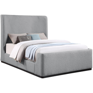 Meridian Oliver Grey Boucle Fabric Queen Bed (3 Boxes)