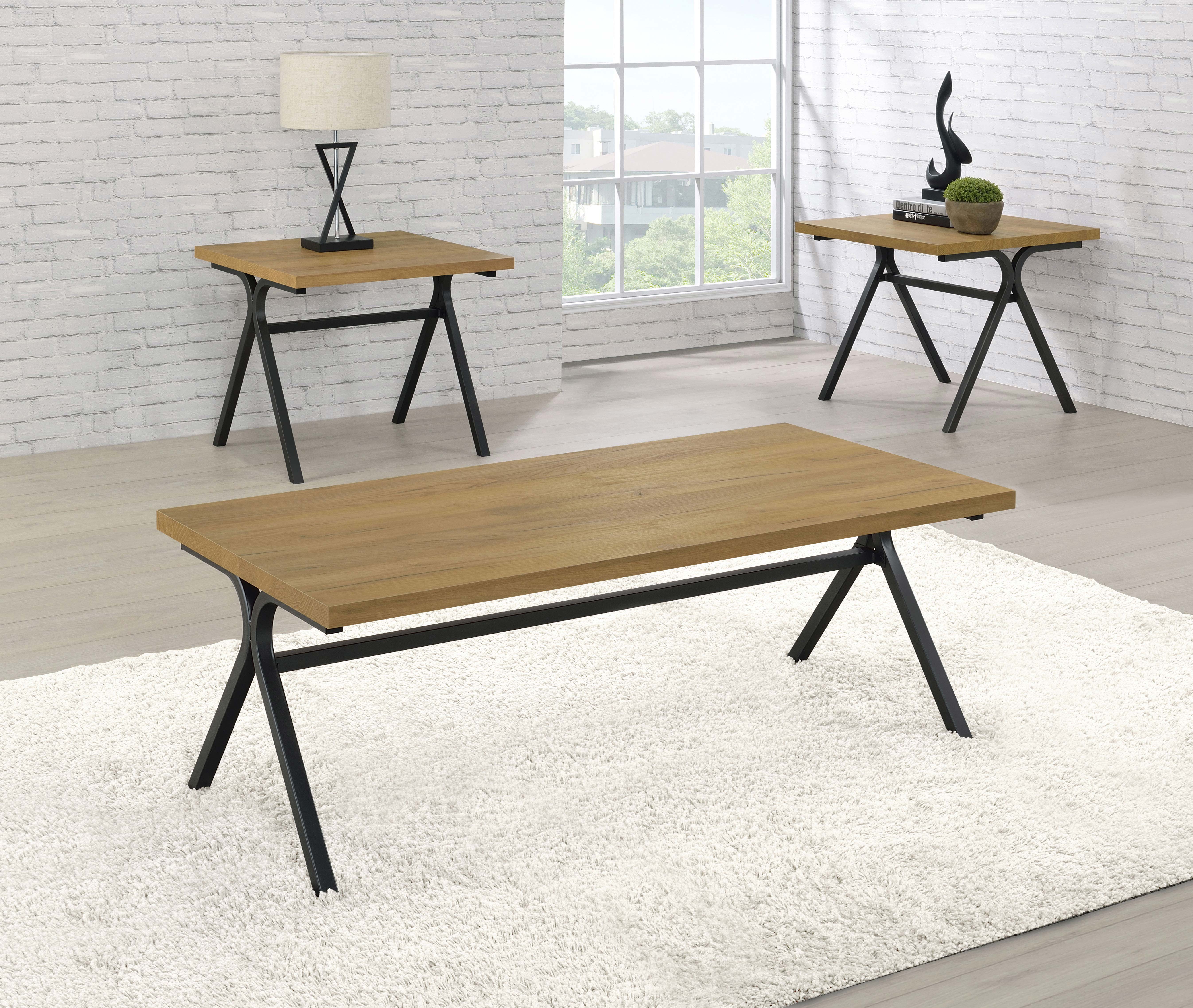 Colmar Engineered Wood Coffee Table Set Golden Oak