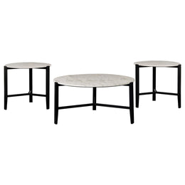 Tandi Faux Marble Coffee and End Table Set White