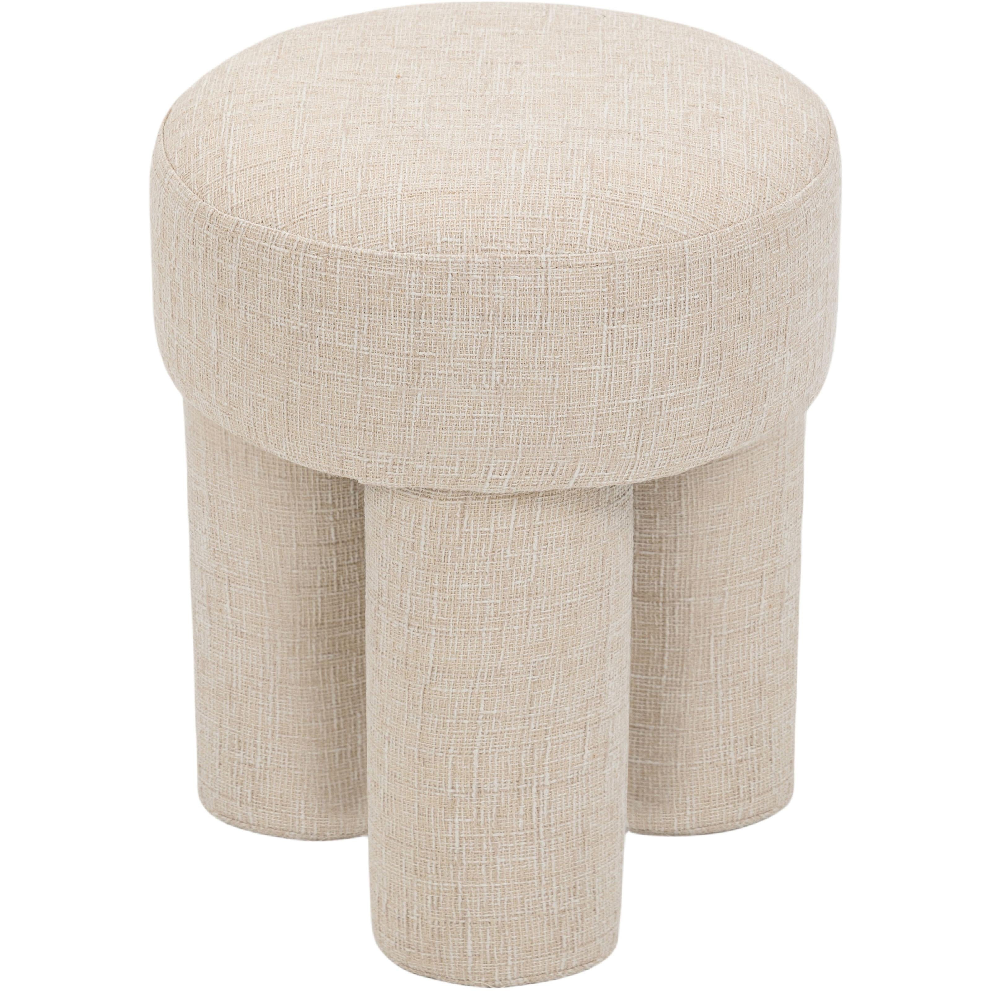 Meridian Larson Beige Polyester Fabric Ottoman/Stool