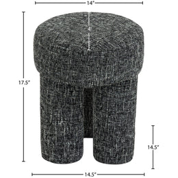 Meridian Larson Black Polyester Fabric Ottoman/Stool