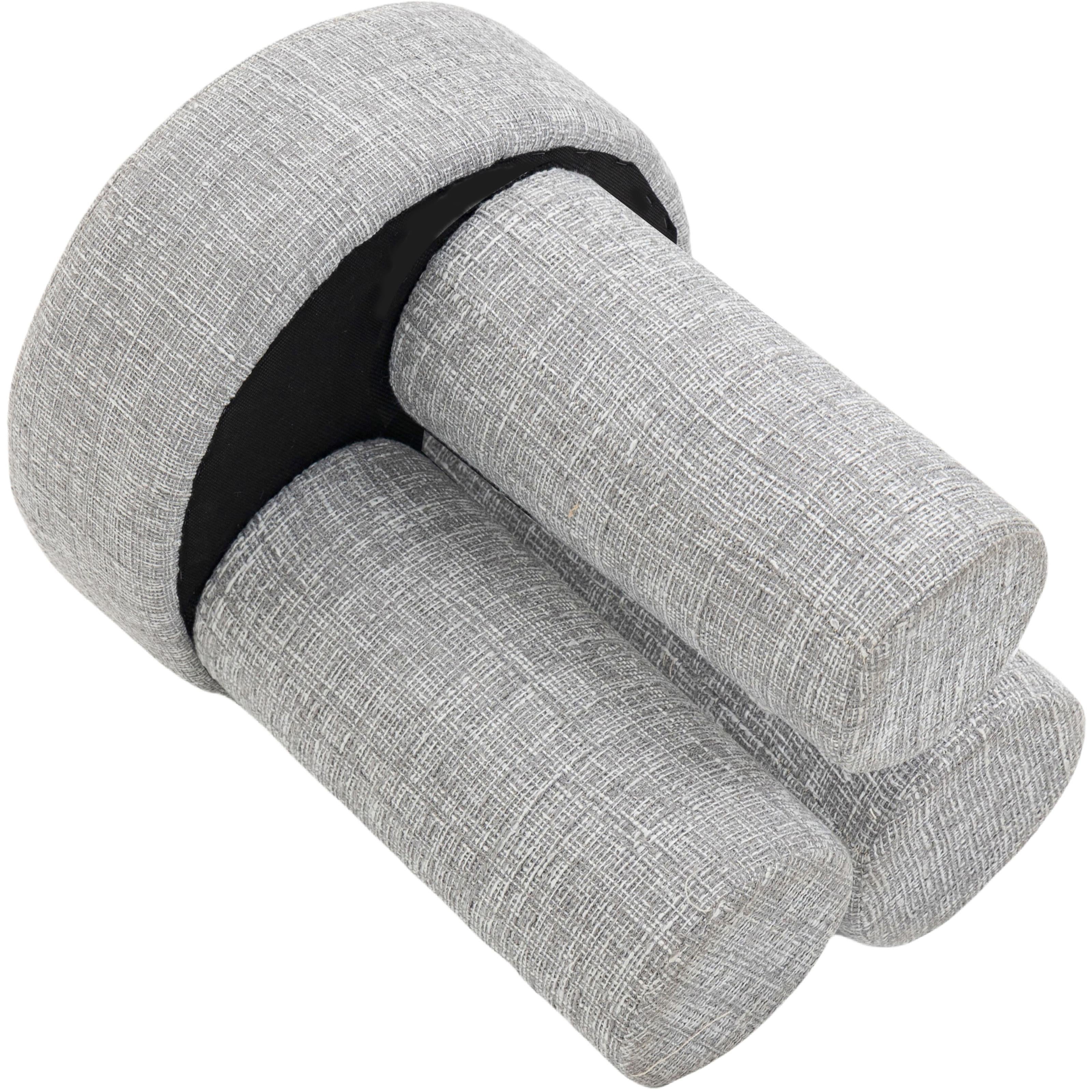 Meridian Larson Grey Polyester Fabric Ottoman/Stool