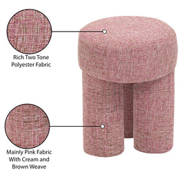 Meridian Larson Pink Polyester Fabric Ottoman/Stool