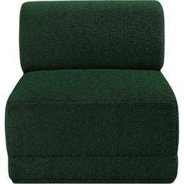Meridian Ollie Green Boucle Fabric Armless