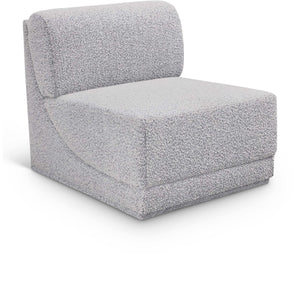 Meridian Ollie Grey Boucle Fabric Armless